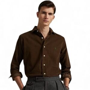 Ralph Lauren Men’s Dark Brown Corduroy Button Down Shirt L